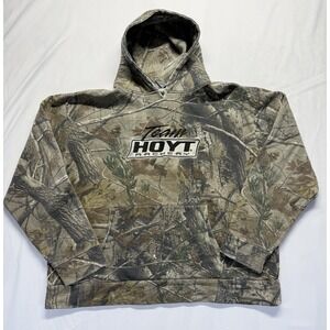 Hoyt Archery Hoodie Mens XL Camo Realtree Spellout Pullover Sweatshirt *HOLES